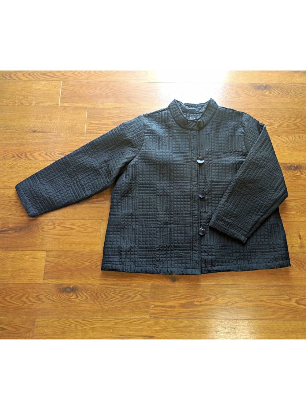 Analogy Black Quilted Jacket Button Front Stand Collar **SEE DESCRIPTION
